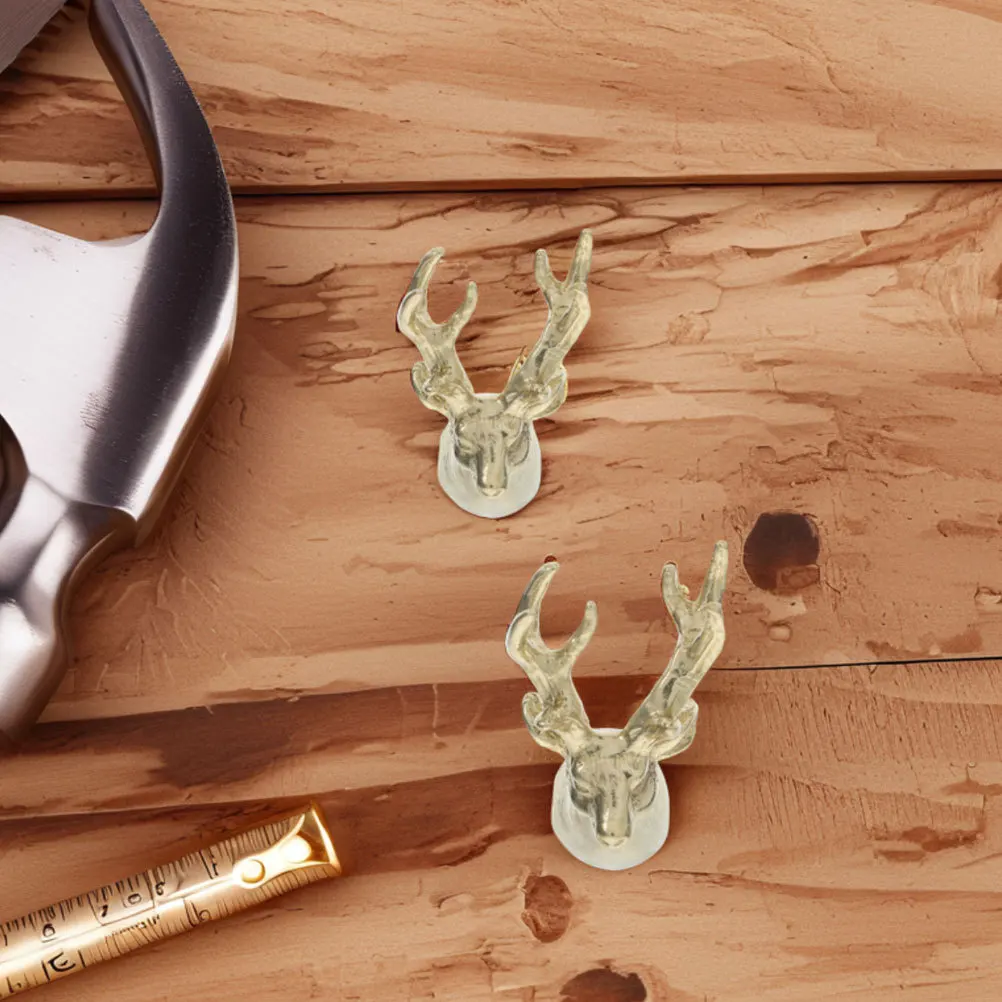 

2Pcs Deer Head Cabinet Knobs Vintage Decorative Kitchen Cabinet Drawer Pulls Dresser Handles Closet Door Knobs