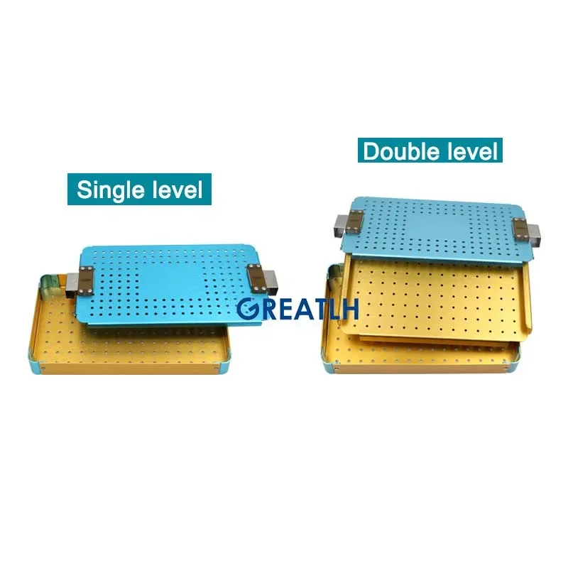 GREATLH   Sterilization Tray Box Single Level Sterilizer Box Aluminum Alloy Material Ophthalmic Microsurgical Instruments