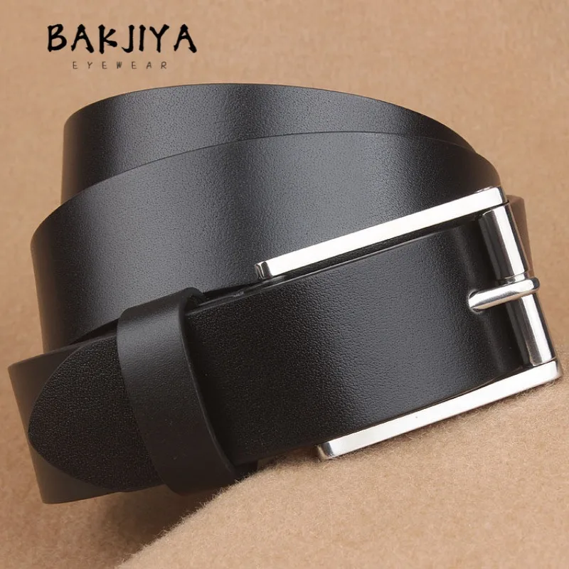 Fashion Leather Belt for Men Pure Titanium Pin Buckle | Rust-proof Durable Wear-Resistant Cowhide Waist Band for Business 3.5cm