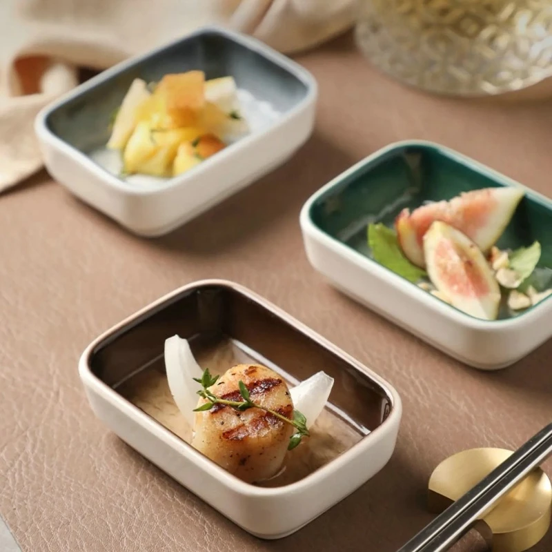 Stone-patterned Rectangular Flavor Plate Household Barbecue Seasoning Disc Creative Snack Plate Dipping Sauce Vinegar Small Disc