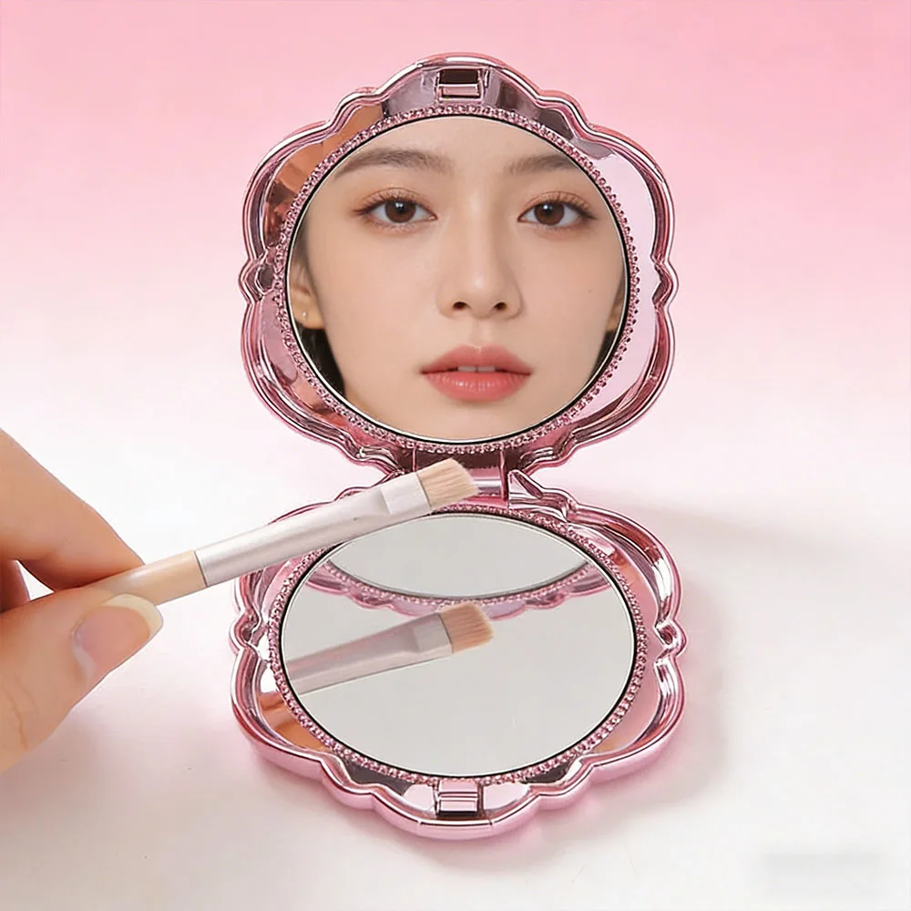 Rose Flowe Double Sided Mirror Foldable Portable Makeup MirrorPocket Cosmetic Mirror Long-Lasting For Gift Handbag Business