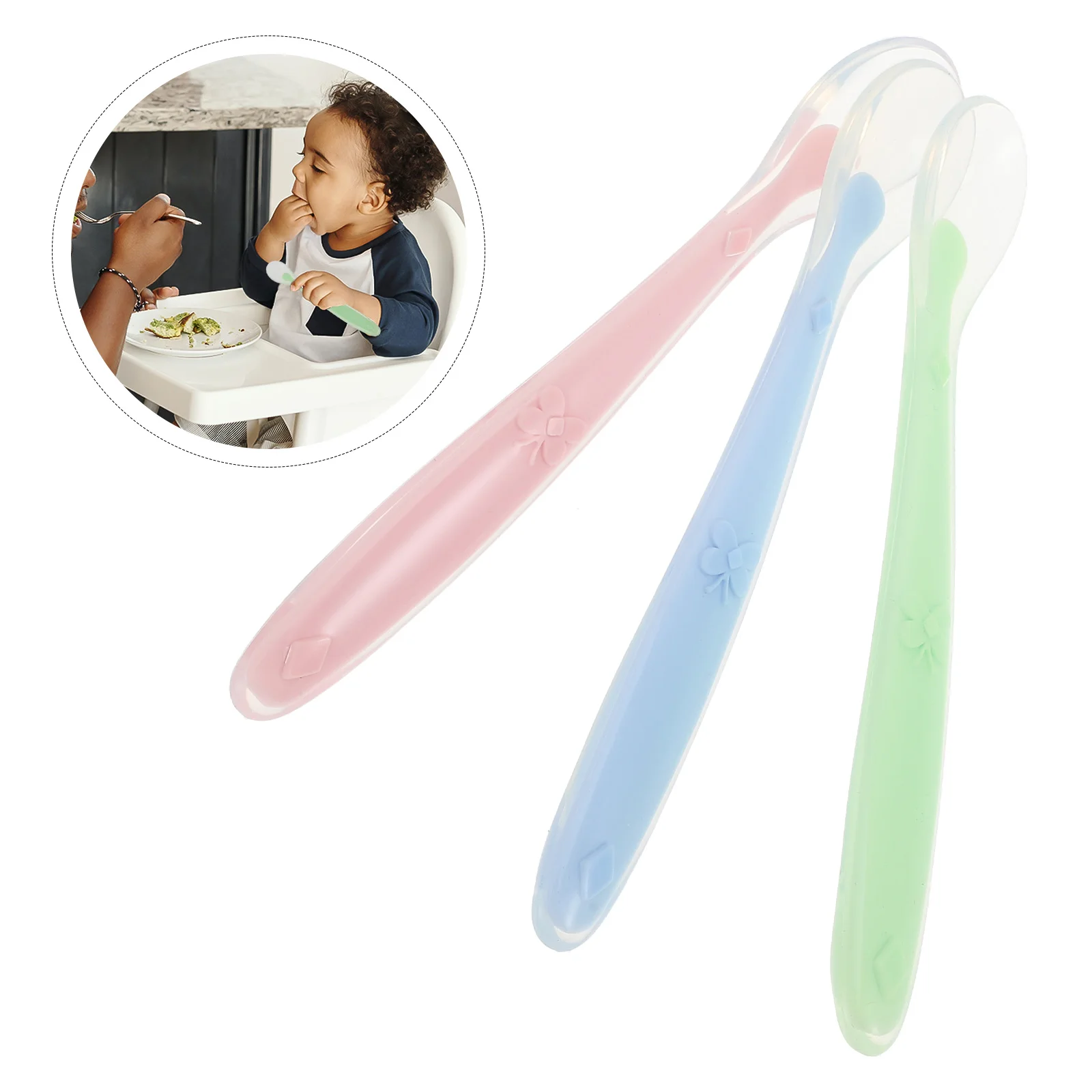 

3pcs Silicone Baby Spoon Kids Flexible Tableware Infant Feeding Toddler Milk Food Rice Paste Puree Newborn Utensils