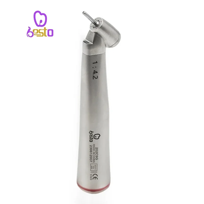 den tal Contra Angle 45 Degree Head Surgical Handpiece 1:4.2 Red Ring Increasing Low Speed Air Turbine Handpiece