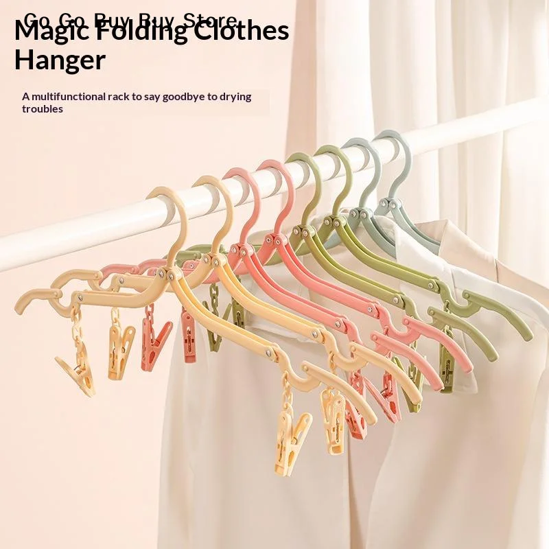 1pcs Foldable Clothes Hangers Non-slip Plastic Rivet style Folding Clothes Rack Drying Portable Space Saving for Home Travel