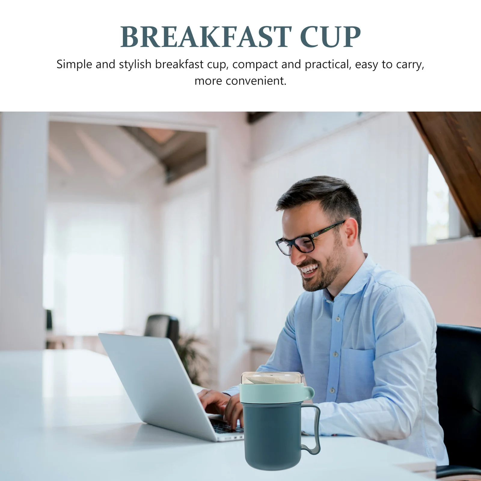 

1Set Breakfast Cup Portable Soup Container Handle Design Compact Practical Food Container Students Oatmeal Cup