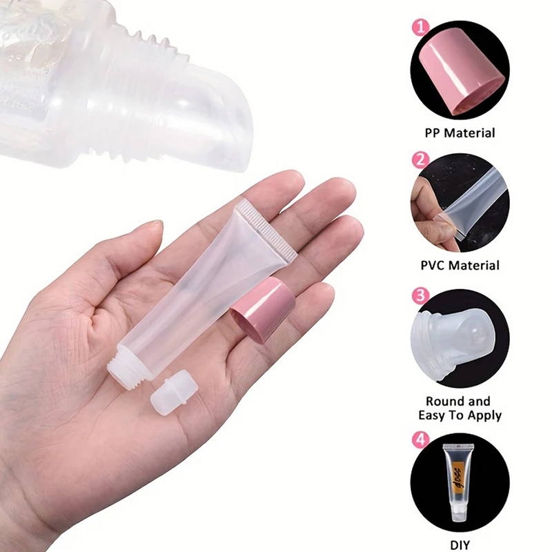 10 szt. 8ml /10cm/15ml Puste Tubki na Pomadkę Balsam do Ust Miękka Tubka do Makijażu Przezroczysty Pojemnik na Błyszczyk do Ust Puste Tubki na Błyszczyk