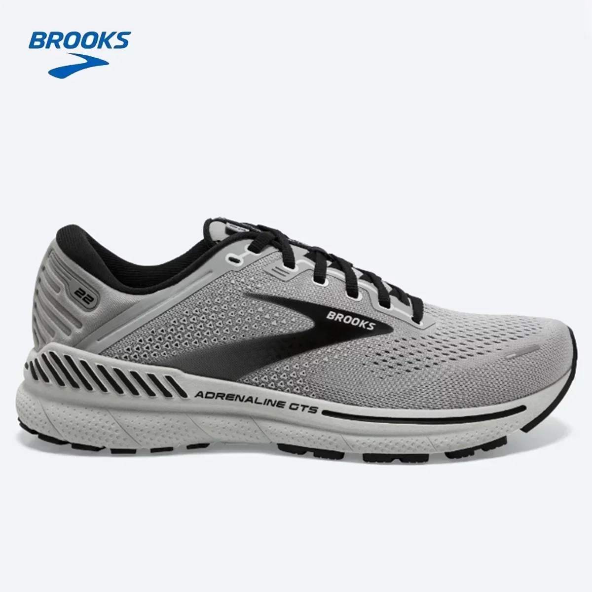 BROOKS Adrenaline GTS 22 Running Shoes Alloy Grey Black Men Long-Distance Road Sport Training Casual Sneakers