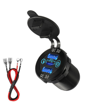 60W Dual QC 3.0 USB & PD Type-C Triple Socket 12-24V Aluminum Car Charger with Touch Switch Waterproof for Car Boat Marine RV