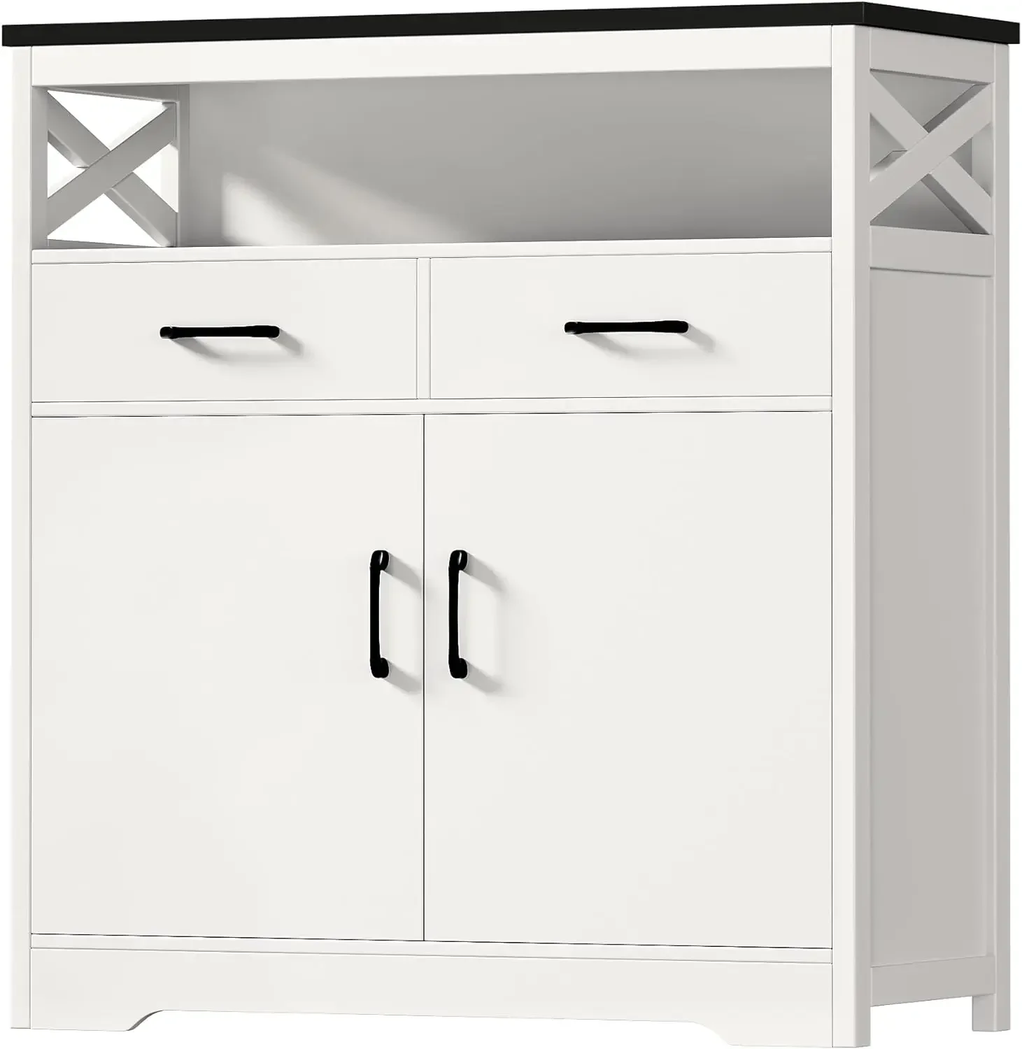 

Modern Farmhouse Buffet Sideboard, Kitchen Storage Cabinet with Shelves and Doors, Wood Buffet Cabinet with Drawers