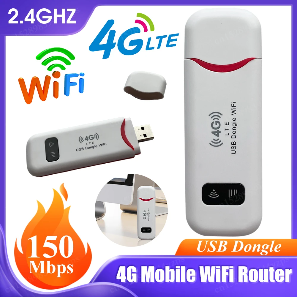1-10X WiFi Router 4G Router Wireless LTE WiFi Router Portable 150Mbps USB 4G Modem with SIM Card Slot Hotspot Dongle Mobile WiFi
