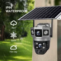 12MP  Solar WIFI IP Camera CCTV Two Lens Three Screen Auto Tracking Outdoor 6K Security Surveillance PTZ Camera