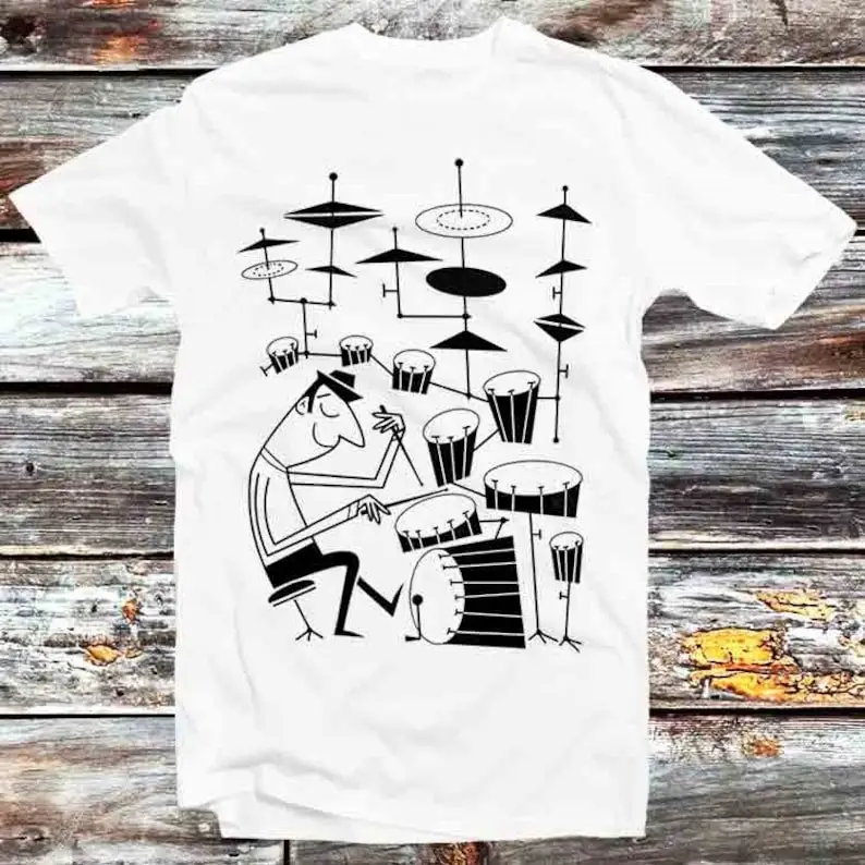 

Play That Beat Drummer Drums Classic Jazz Rock T Shirt Vintage Retro Cool Gift Mens Womens Unisex Cartoon Anime Top Tee B1081