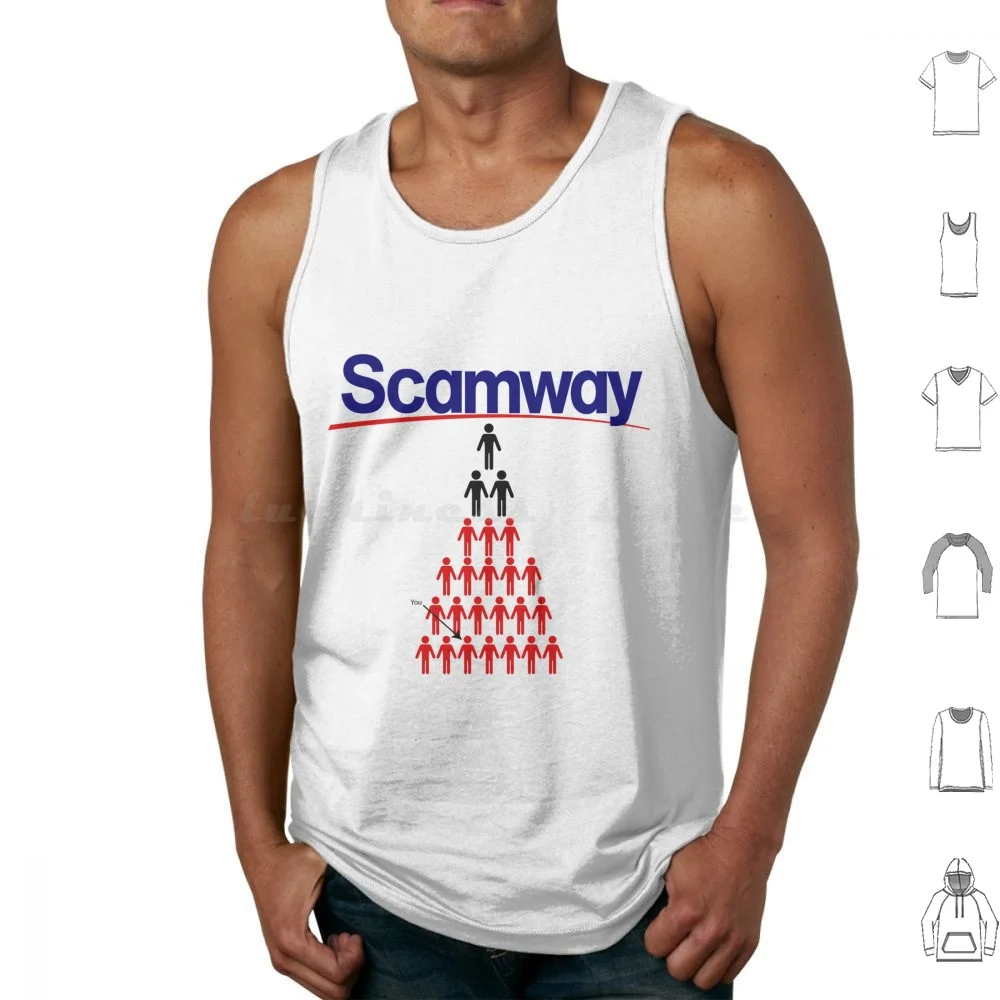 Scamway Tank Tops Print Cotton Amway Satire Cult Mlm Pyramid Scheme Multi Level Marketing Sales Scam Swindle
