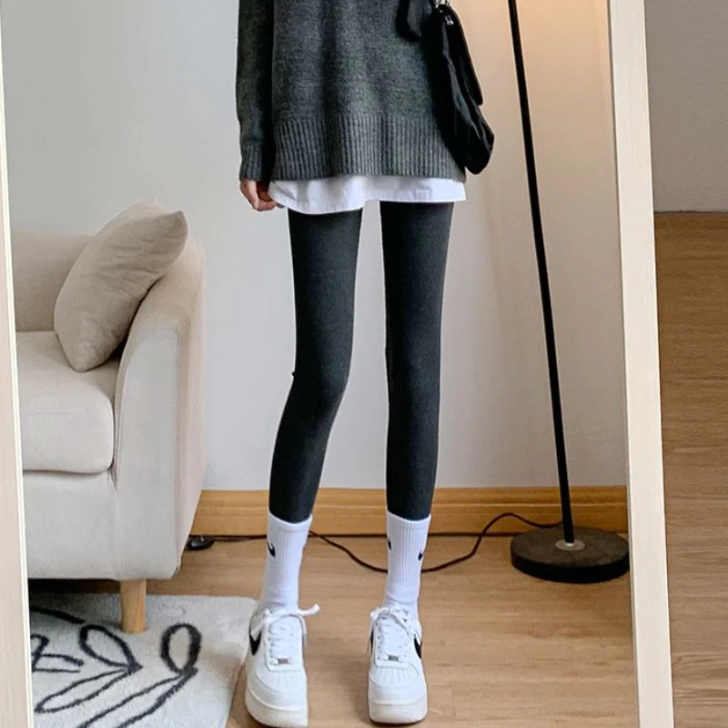 Legginsy damskie Skinny Push Up Legging Jesień Zima Średni stan Elastyczność Moda College Utrzymuj ciepło Spodnie rekreacyjne do ćwiczeń