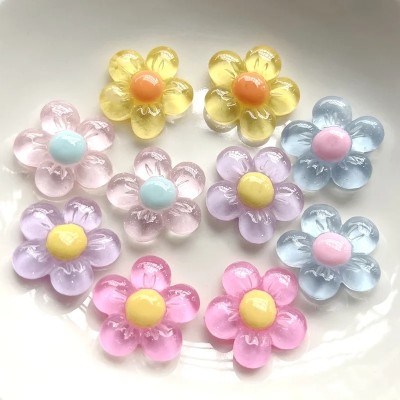 10 szt. Nowy śliczny 20mm żywiczny Floret z płaskim tyłem kaboszon do scrapbooków Kawaii DIY akcesoria upiększające