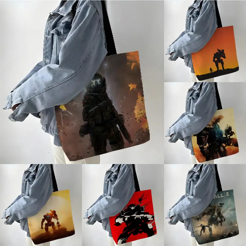Storage Bags Linen Shopper Reusable Tote Grocery Storage Bag Portable Large Capacity Hot Cool Game T-Titanfall Robot Pilots