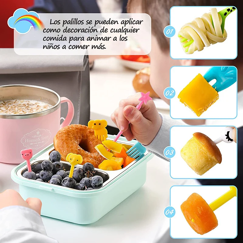 Cute Mini Food Picks Children Kids Animal Toddler Cartoon Snack Cake Dessert Food Fruit Forks Silicone Lunch Box Dividers