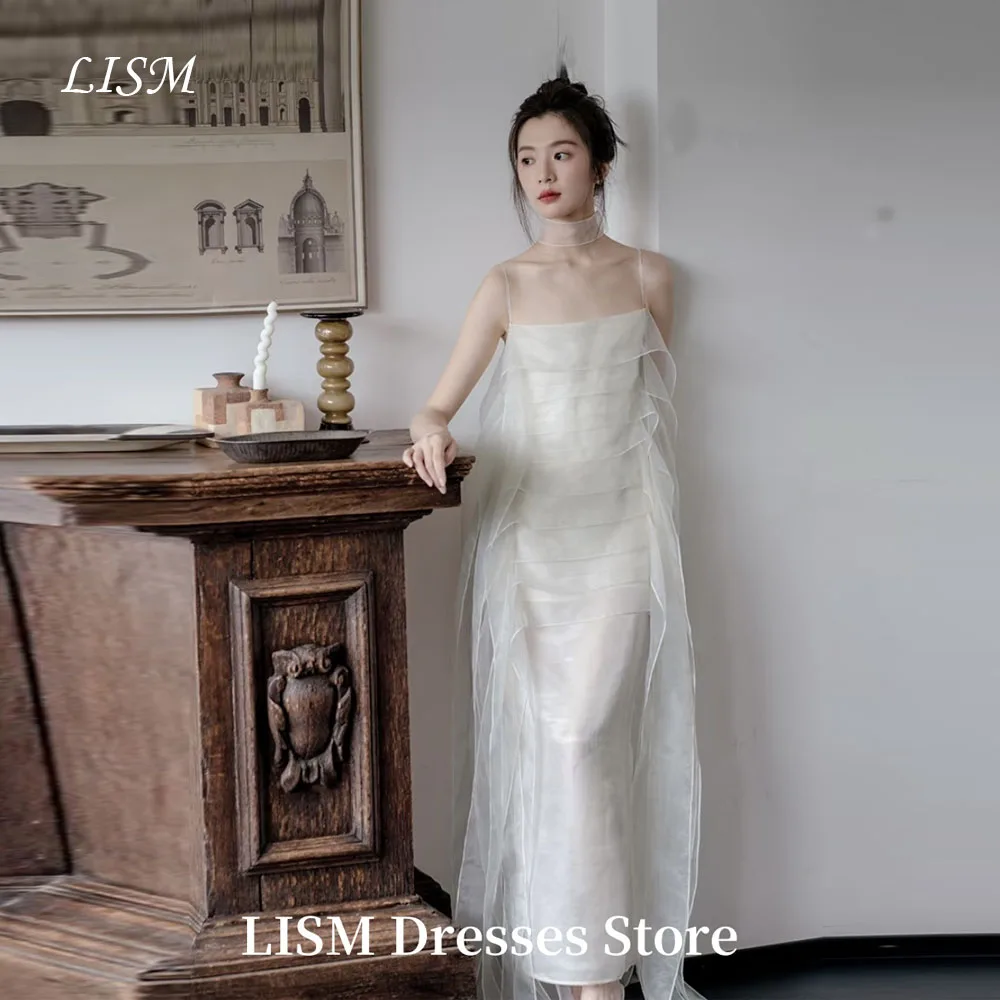 

LISM Fairy A-Line Korea Wedding Dresses Photo Shoot Silk Organza Ankle Length Elegant Bridal Gowns웨딩드레스 Customized Corsets