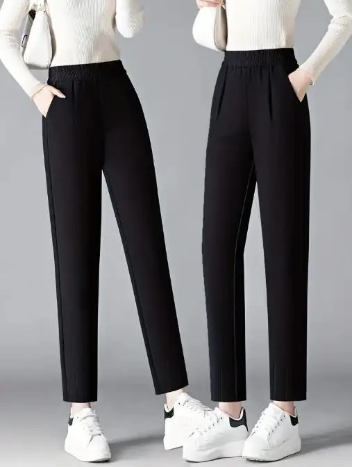 

New Nine Cent Mom Pants Summer High Waist Four Seasons Women's Pants Casual Pants Straight Black