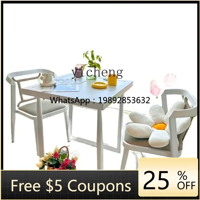 ZZ Balcony Three-Piece Tables and Chairs Combination Small Apartment Leisure Area Outdoor Waterproof a Table and Two Chairs