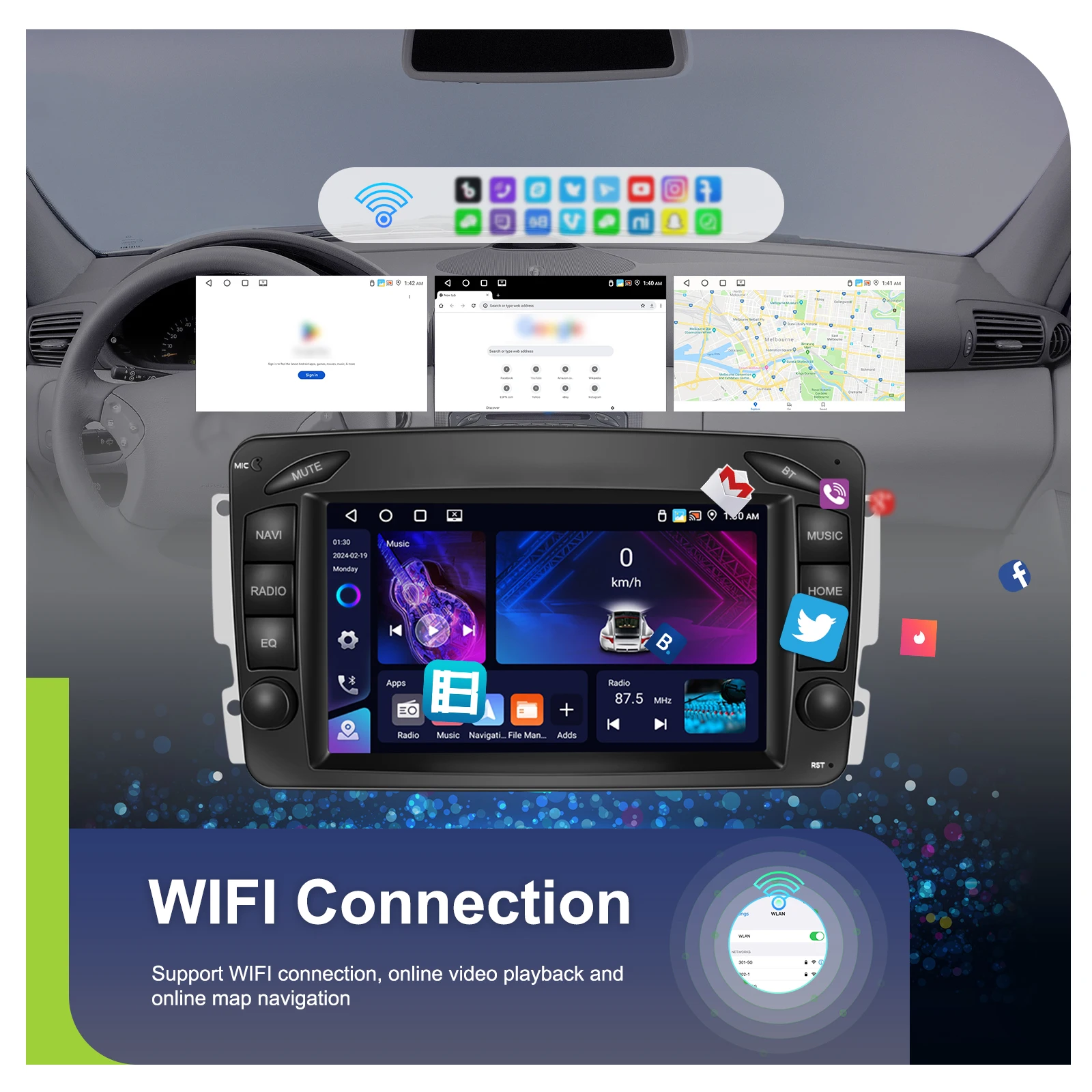 LeeKooLuu 4G Ram راديو السيارة الاندورويد لمرسيدس بنز CLK W209 C209 W168 W203 W463 فيتو فيانو 1998-2006 Carplay GPS ستيريو WIFI