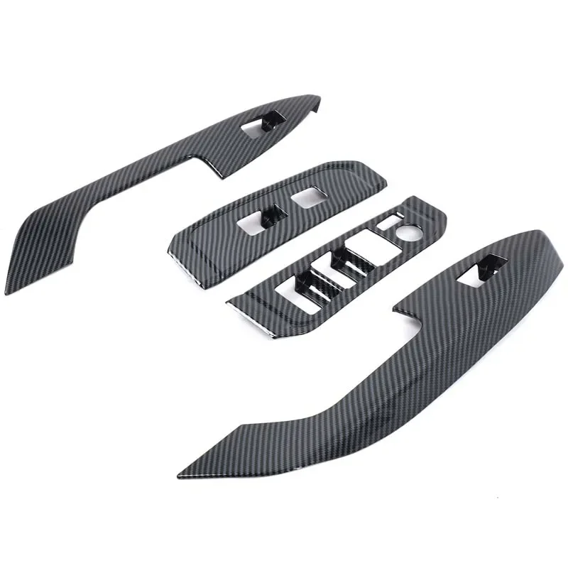 

ABS carbon fiber pattern Car Door glass lifting panel frame, inner handle cover sticker For Toyota Land Cruiser LC300 2023+ LHD