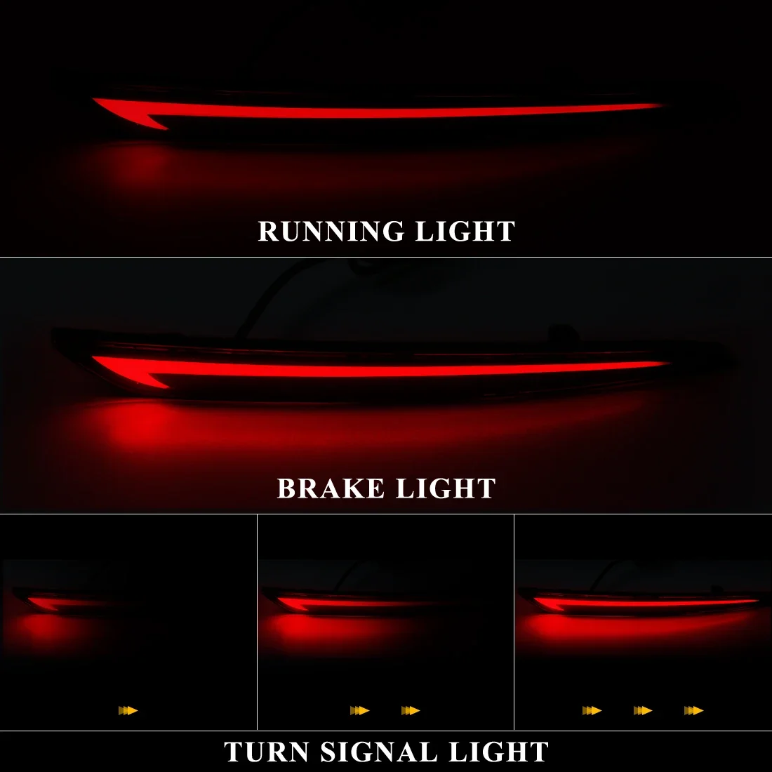 LED Rear Bumper Reflectors Lights For Ford Mondeo Fusion 2013 2014 2015 2016 2017 2018 Turn Signal Warning Brake Car Accessories