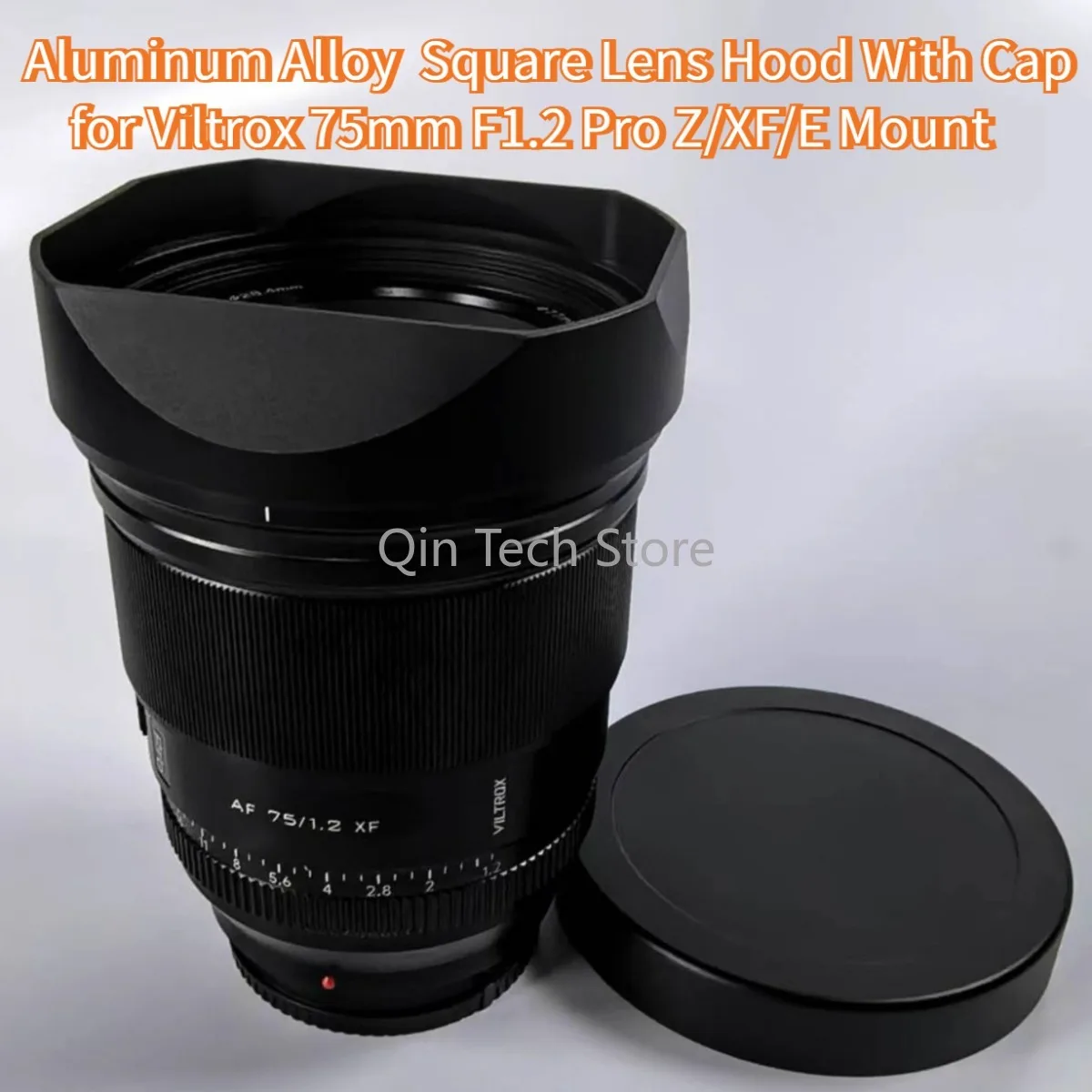 pare-soleil-carre-en-metal-a-baionnette-en-alliage-d'aluminium-avec-capuchon-gratuit-pour-accessoires-de-camera-a-monture-viltrox-75mm-f12-pro-z-xf-e