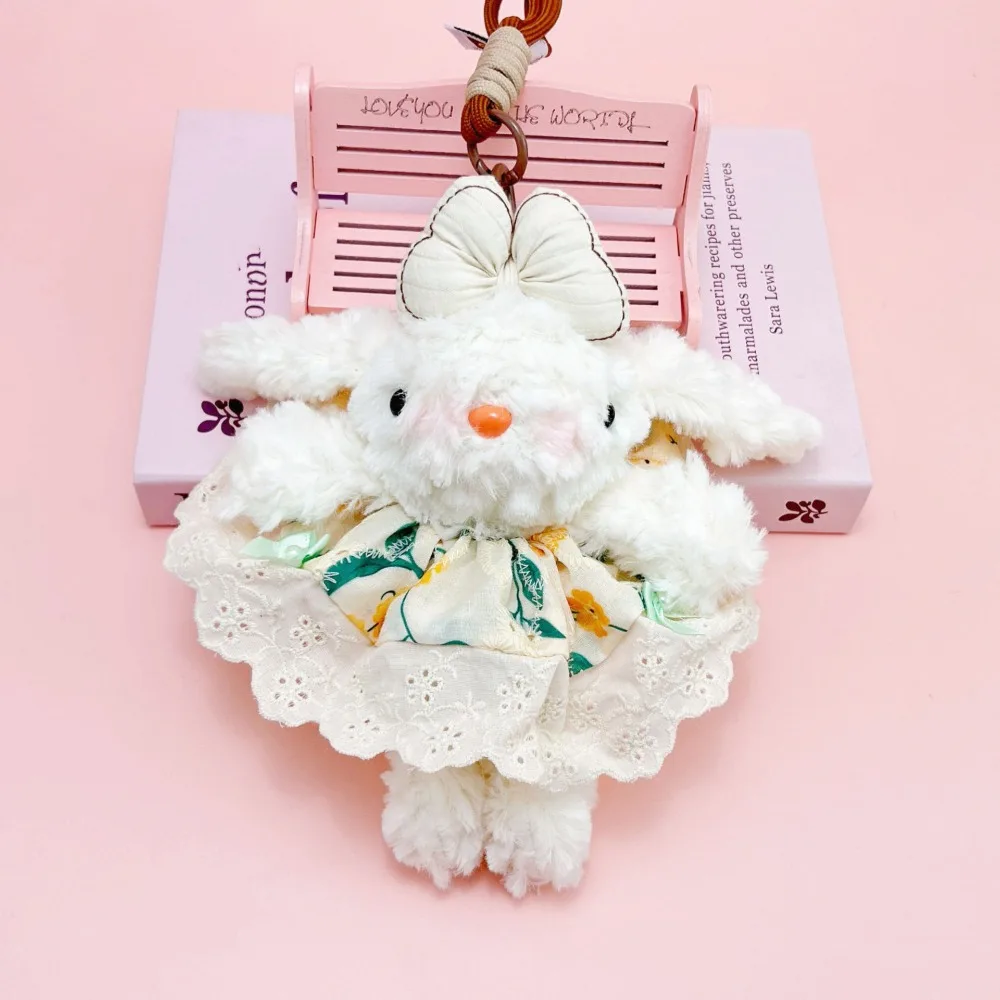

Cute Plush Rabbit Doll Pendant Cartoon Bowknot Doll Keychain Lop Ears Stuffed Plush Doll Toys Gifts