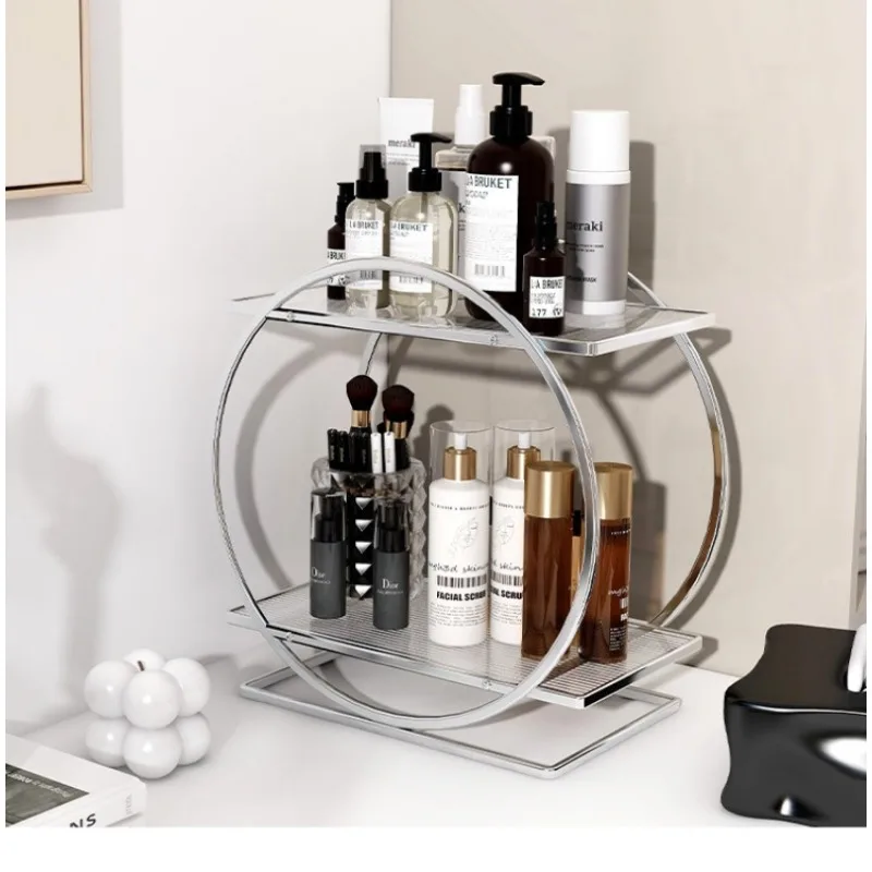 Light Luxury Scandinavian Style Metal Bathroom Shelf Bathroom Organizer and Storage Cosmetic Shelves Home Decorative Shelves