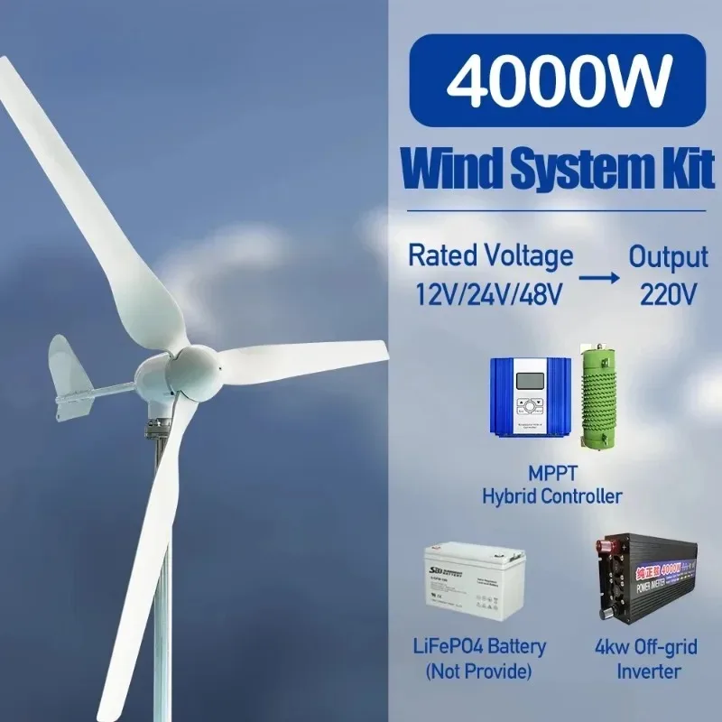 4000W High Power Wind Turbine Generator Wind Power Complete System Kit Output 220V For Home Appliance Electric Generator Camping