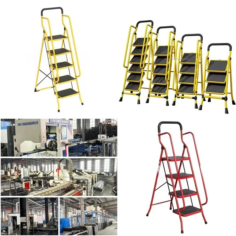 Modern Portable Folding Steel Ladder with Handrails Multi Purpose Flower Stand Household Stairs 2 to 6 Steps