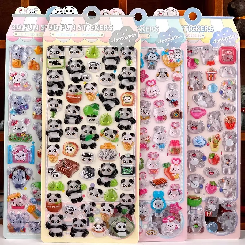 

Cartoon Animal Alliance 3D Three-dimensional Crystal Relief Stickers Creativity Student Diy Handmade Decoration Reward Sticker