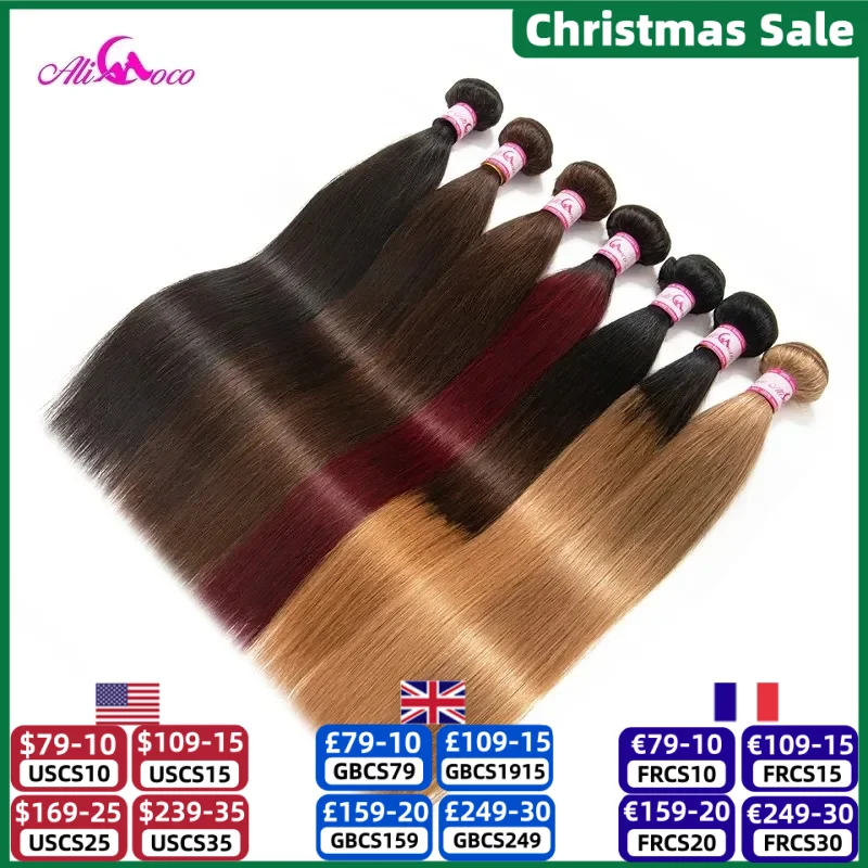 علي كوكو البرازيلي مستقيم الشعر 1/3/4 حزم "8-30" بوصة #2/#4/1b/27/ #27/1b/99j غير ريمي شعر رجالي 100% الإنسان نسج حزم #1