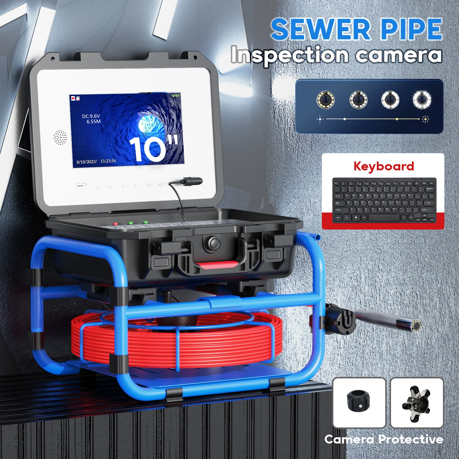 7mm Cable 30M Pipe Inspection Video Camera 10