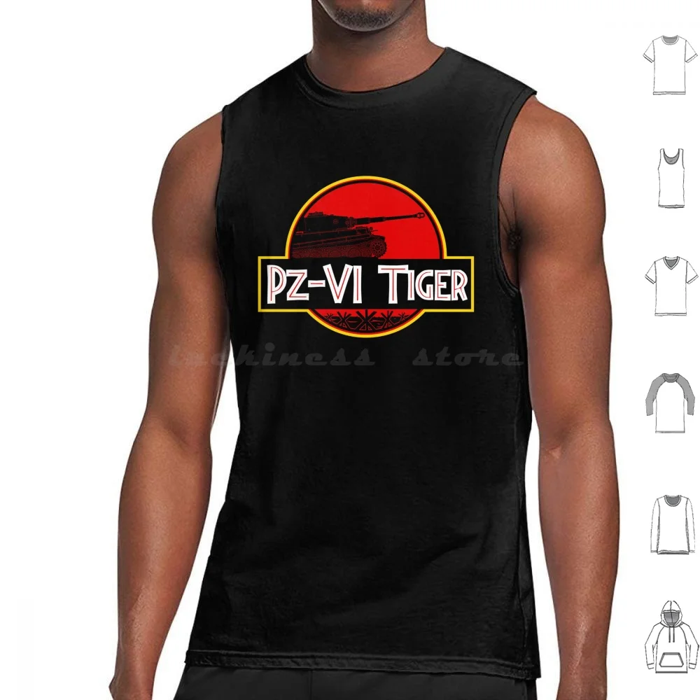 German Pz-Vi Tiger Tank In The Style Of Dinosaurs Tank Tops Vest Sleeveless Military Ww2 Tank Panzer War Thunder Pz Vi