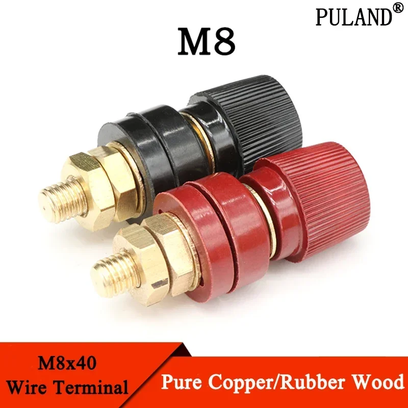 

Copper 555 M8x40 Wire Binding Post Thread Screw 8mm Lithium Battery Weld Inverter Clamps Power Supply Connect Terminal Splice