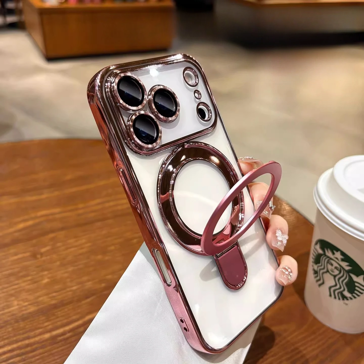 Para iphone 17 Air funda chapada Magsafe funda con soporte magnético para iPhone 17 16 Pro 13 12 Max 15 14 16 Plus 17PRO transparente Cove