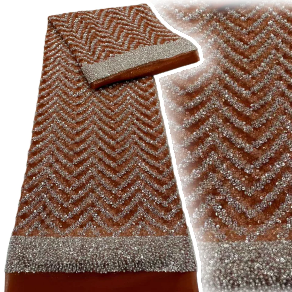 

Роскошная черная нигерийская кружевная ткань с блестками, 2025 г., высококачественная кружевная ткань с бисером для свадебного вечернего сезонного платья, 5 ярдов CC1718