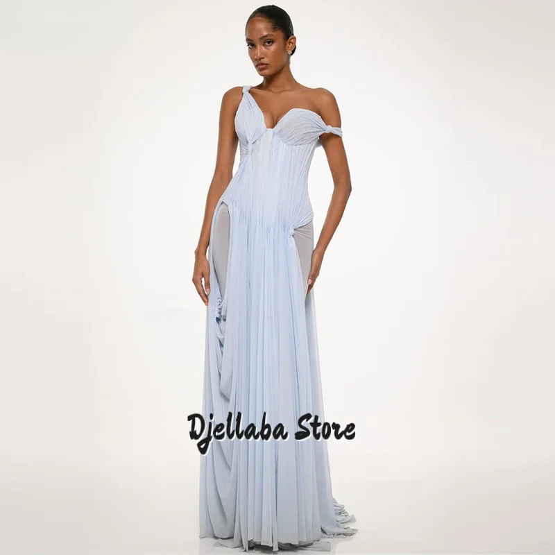 

Голубые шифоновые вечерние платья плиссированные милые роскошные платья русалки для выпускного вечера вечерние платья макси для выпускного вечера женские по индивидуальному заказу