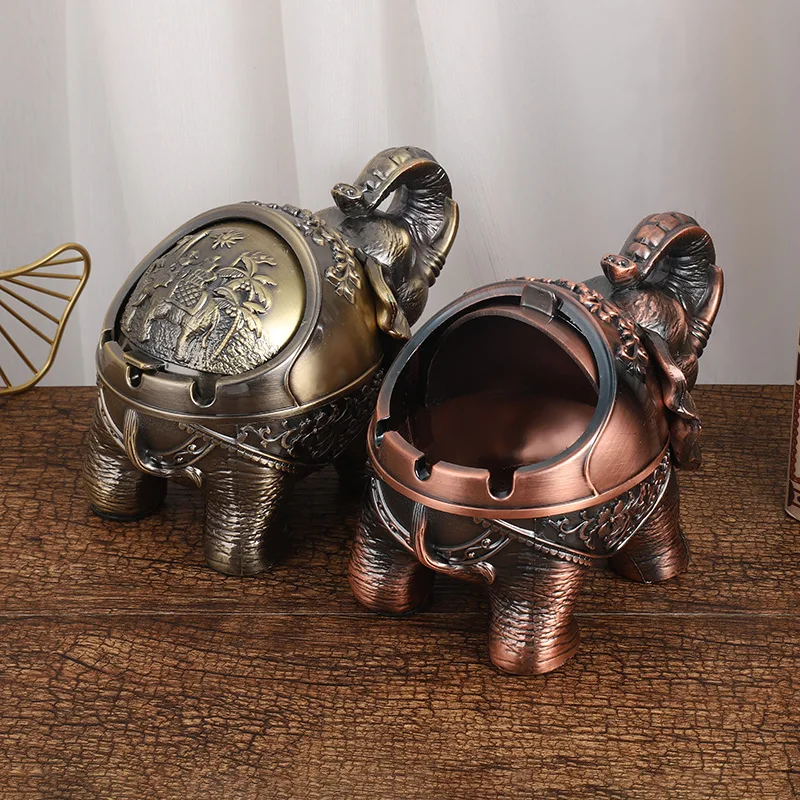 Elephant spherical zinc alloy ashtray is calm, restrained, practical, elegant and creative