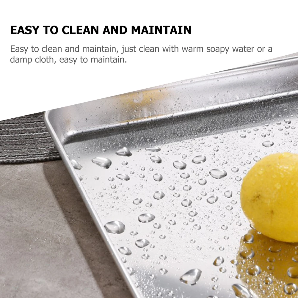 

Stainless Steel Food Tray Baking Dish Pizza Roasting Pan BBQ Plate Container Fruit Holder Kitchen Storage