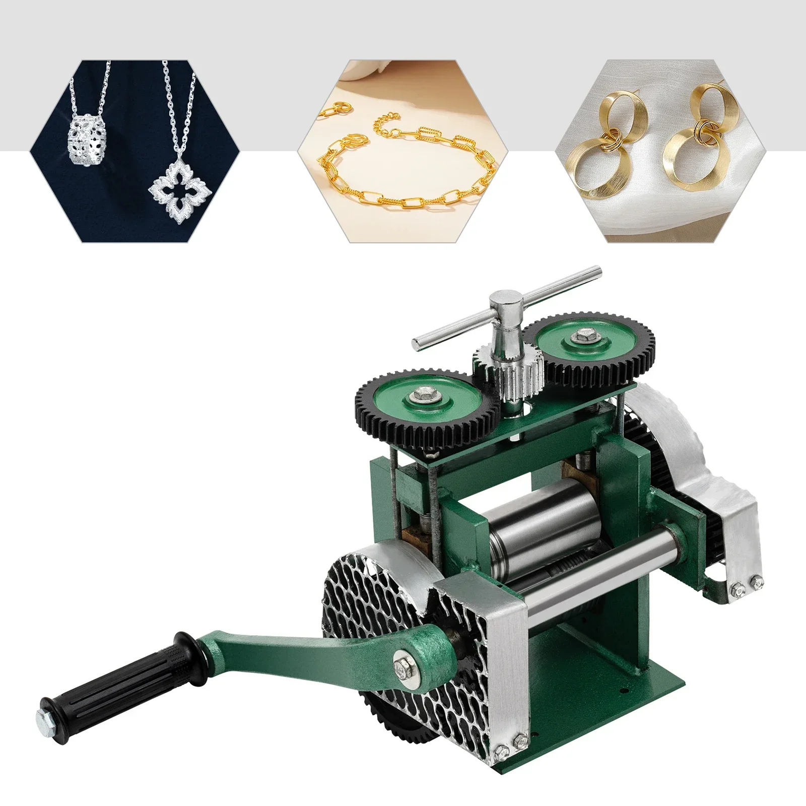 Máquina laminadora de joyería Manual, herramienta de rodillo de Metal con manivela, prensa media redonda plana cuadrada para oro, plata y cobre