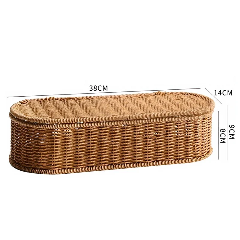 ABGR-Cesta de armazenamento de imitação de rattan boêmio, caixa de armazenamento tecida, estrutura de talheres à prova de poeira