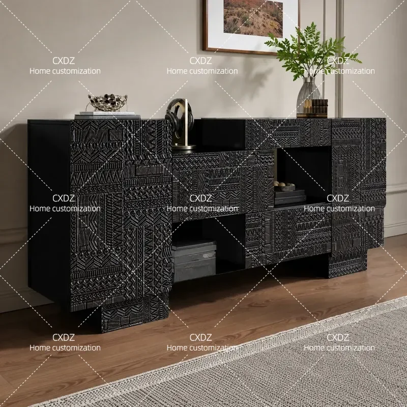 Nordic Solid Wood Dining Side Cabinet Modern Light Luxury Entrance Hallway Storage Locker Wooden Furniture for Villa Home