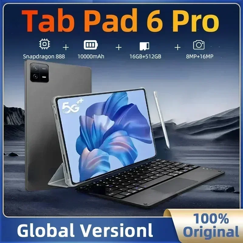 

Original Global Version Pad 6Pro 4K 11inch HD Android13.0 Tablet PC 16GB+1TB Snapdragon888 5G Dual SIM Card or WIF Tab 2024