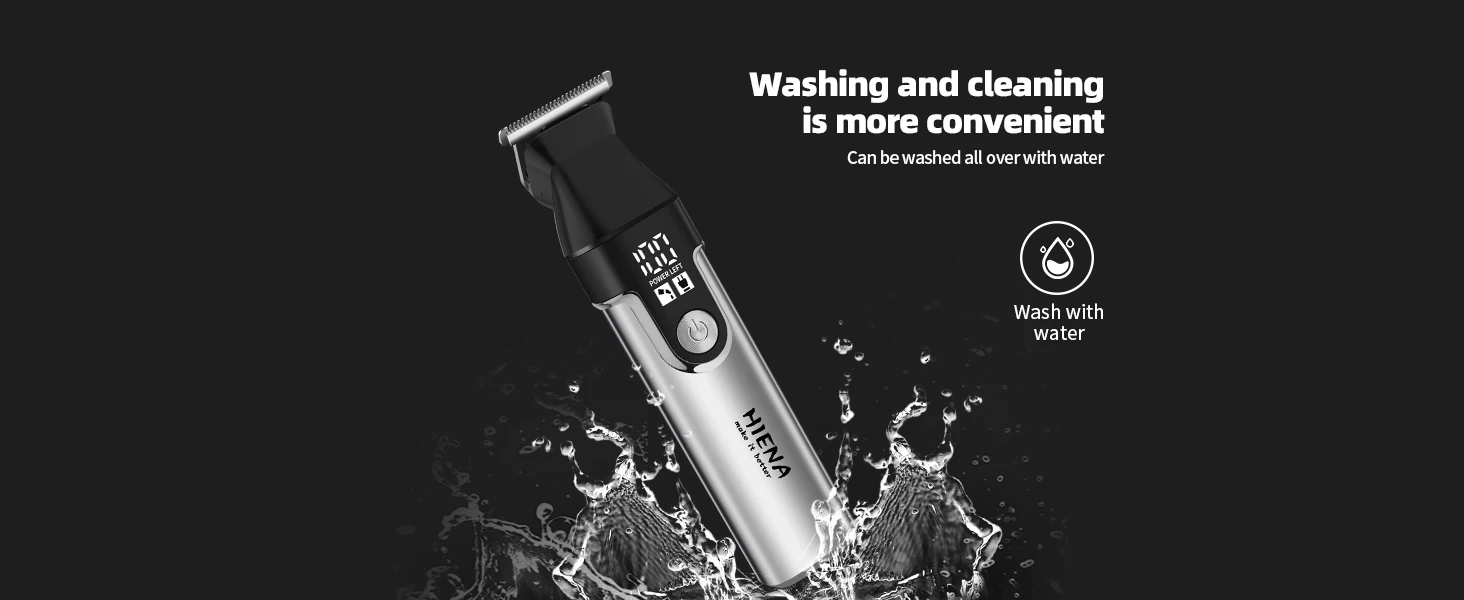HIENA Professional Multifunctional Hair Clipper Set, R-Type Adjustable Blade, Cordless Barber Clippers with LED Display, Ear and Nose Hair Trimmer, 6 Guide Combs, Rechargeable Electric Grooming Kit for Men, USB Charging, Haircut Clippers