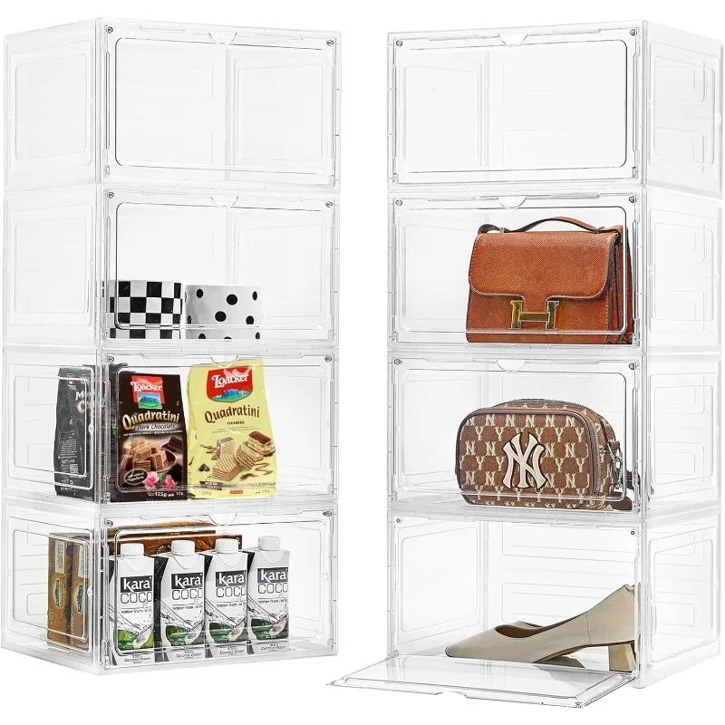 

Purse Organizer For Closet 8 Pack Stackable Storage Bins With Lids Clear Plastic Handbag Organizer Purse Storage