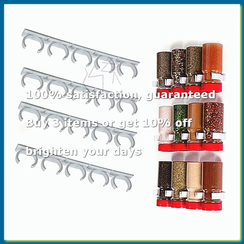 ●4 Pcs Kitchen Spice Jar Rack Wall-Mounted Adhesive Seasoning Bottles Holder Cabinet Door Hooks Spice Bottle Hanging Clip-ABFB
