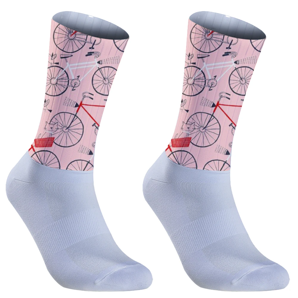 Chaussettes en silicone coordonnantes Aero pour hommes, chaussettes de cyclisme, chaussettes de sport de vélo, chaussettes de course à pied, nouveau, été